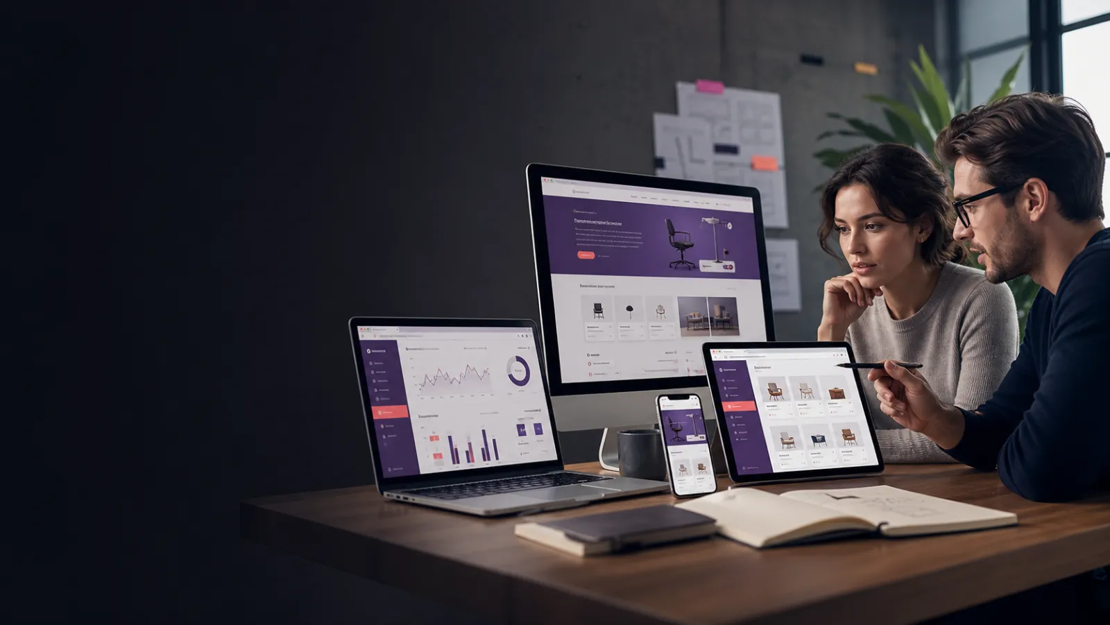 Website, mobile application and digital commerce solutions across connected devices