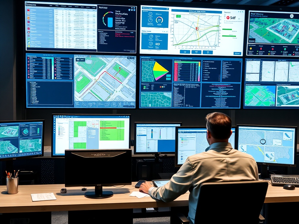 Professional security operations center monitoring access control with real-time dashboards and activity logs